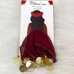 5 Adet | Kartlı İsim'e Özel Kına Gecesi Halay Mendili – Gelin Damat Düğün Nişan Sünnet Için Hediyelik