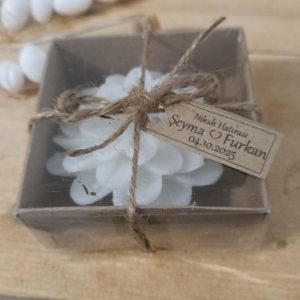 10 Adet | Kraft Kutuda Lotus Mum | Nikah, Söz, Nişan ve Özel Günler