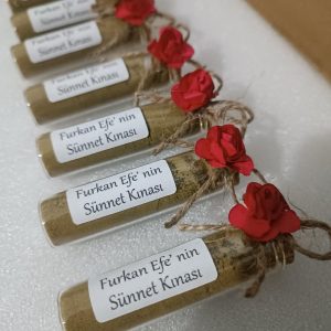 10 Adet | Ters Deney Tüpünde Güllü Kına Hatırası