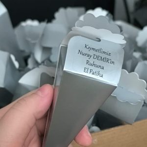 10 Adet | Kişiye Özel Huni İçerisinde 2 Adet Gül Lokumu | Mevlüt Hatıralığı